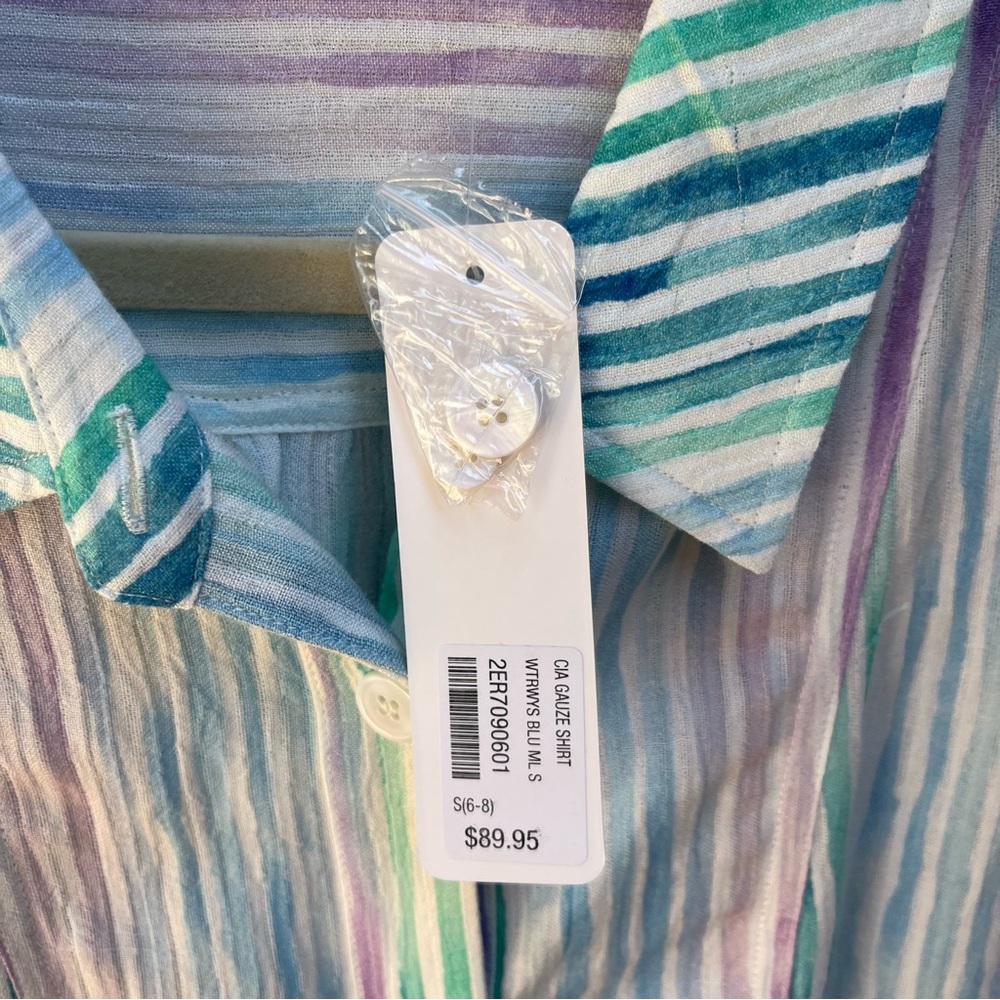 Soft Surroundings Cia Gauze Multicolor Striped Blouse Sz S - Picture 3 of 11